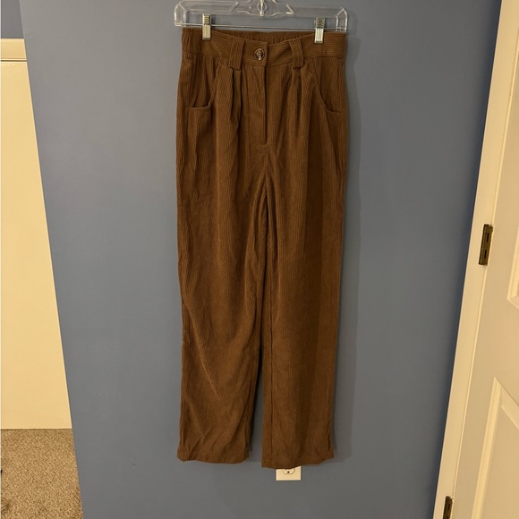 Halara Mid Rise Button Zipper Side Pocket Corduroy Casual Pants - Picture 3 of 11